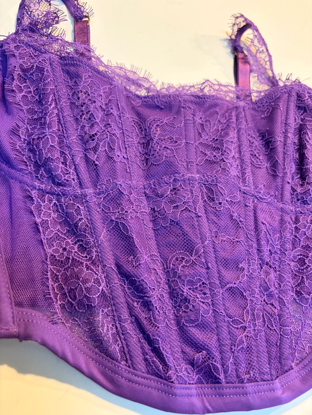 Victoria's Secret Dream Angels Women's Purple Lace Corset Top Size Large L